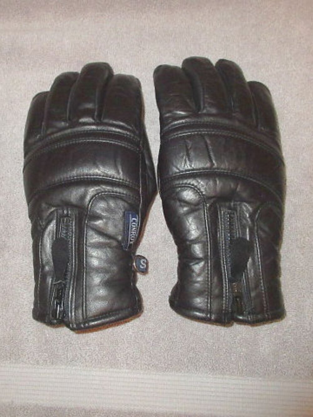 Vtg Conroy Black Leather Gloves S Insulated Zip Cuff Ski Moto Snowboard Japan